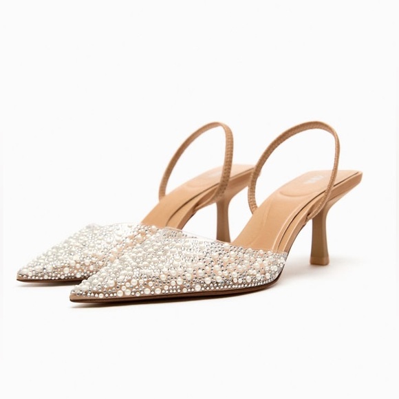 Zara Shoes - Zara Pearl Heeled Slingbacks